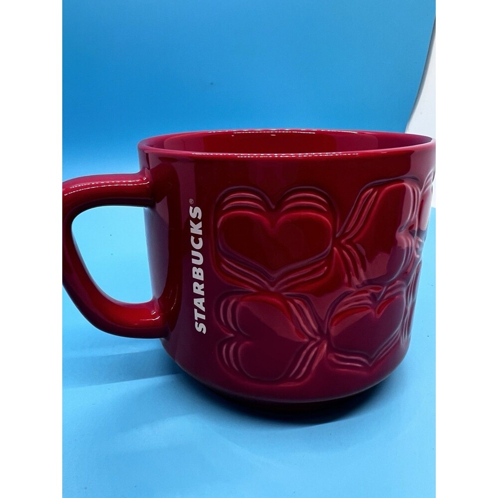 Starbucks LIMITED EDITION Red Hearts Valentines Ceramic Mug 12oz